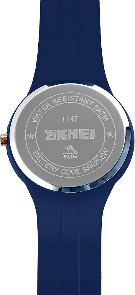 SKMEI Watches for Young Women Lady Sports Silicone Band Big Face Large Waterproof Fashion Casual Simple Quartz Analog Day Date Girls Gift White Wrist Watch