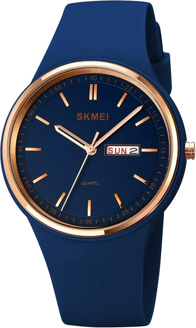 SKMEI Watches for Young Women Lady Sports Silicone Band Big Face Large Waterproof Fashion Casual Simple Quartz Analog Day Date Girls Gift White Wrist Watch